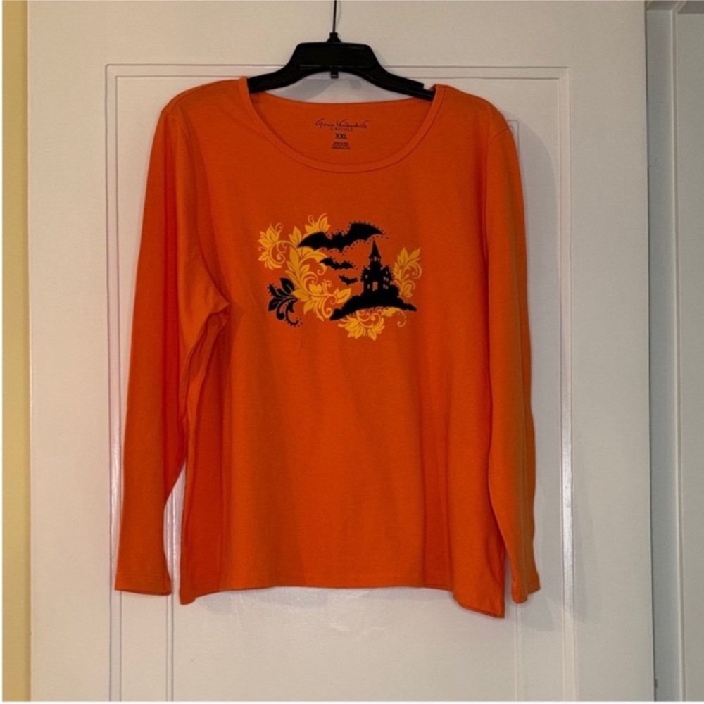 Gloria Vanderbilt Bright Orange Halloween T-Shirt Size XXL